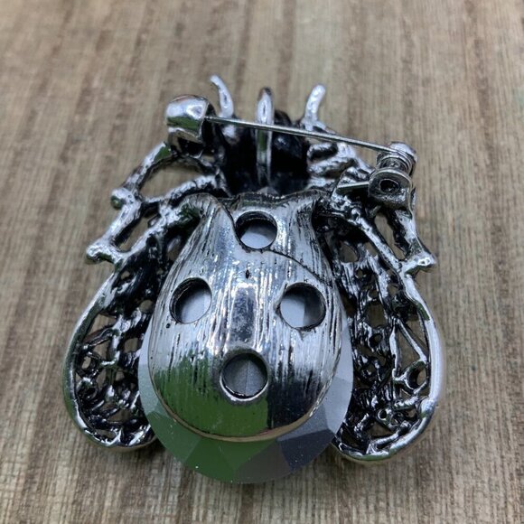 Cicada Beetle Rhinestone Victorian Style Purple Stone Brooch Pendant - Picture 6 of 7